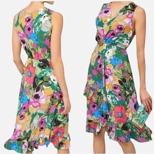 Plenty by Tracy Reece Anthropologie Daphne Floral Ruffle Hem Faux Wrap Dress